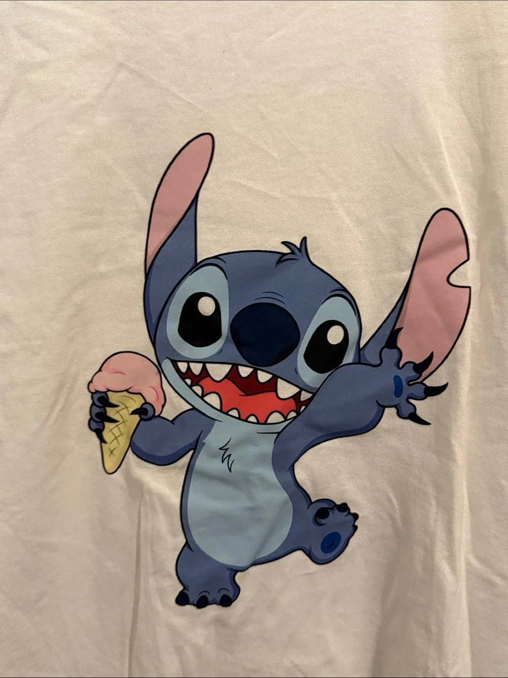 Gildan White Kids Tee with Blue Stitch Graphic - Picture 3 of 4